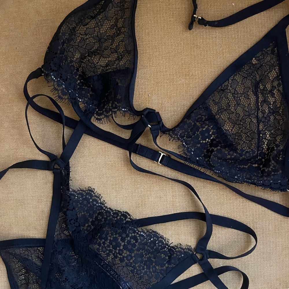 Victoria’s Secret black scrappy lingerie body suit